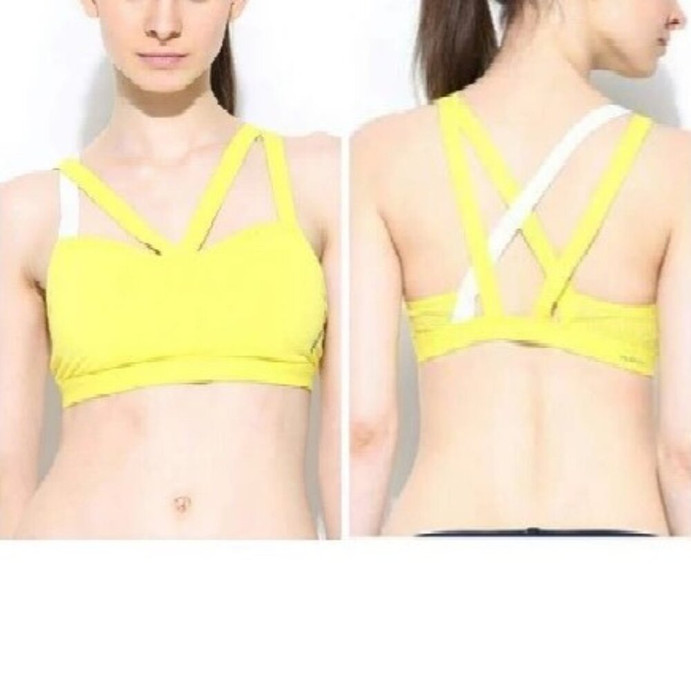 NEW Reebok Yellow Crossover Sport Bra, Size M